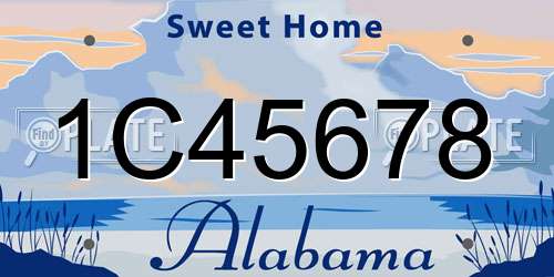 1C45678 Alabama License Plate