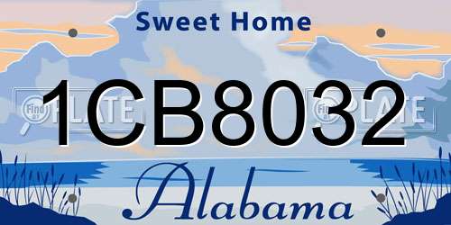 1CB8032 Alabama License Plate