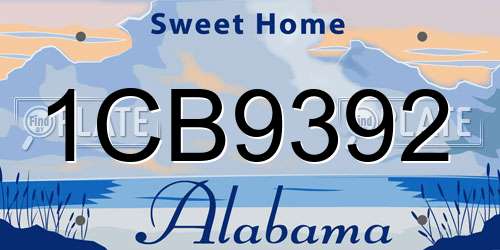 1CB9392 Alabama License Plate