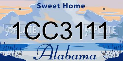 1CC3111 Alabama License Plate