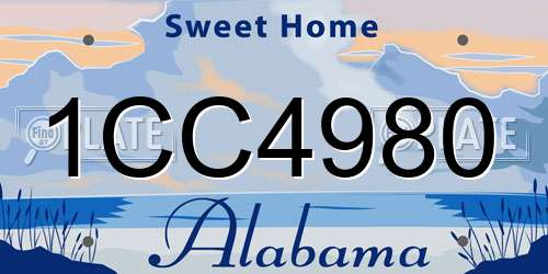 1CC4980 Alabama License Plate