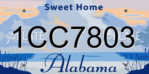 1CC7803 Alabama License Plate