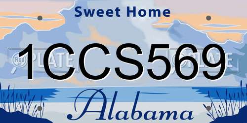 1CCS569 Alabama License Plate