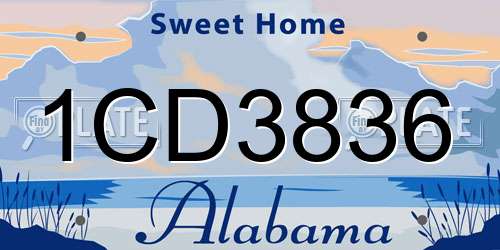 1CD3836 Alabama License Plate