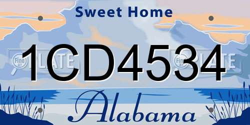 1CD4534 Alabama License Plate