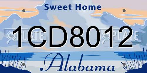 1CD8012 Alabama License Plate