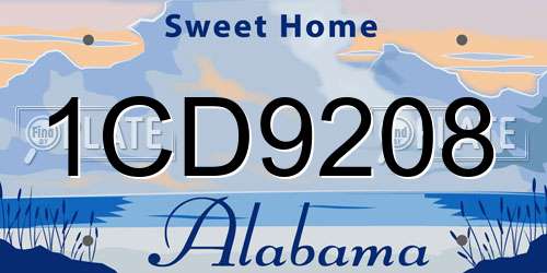 1CD9208 Alabama License Plate
