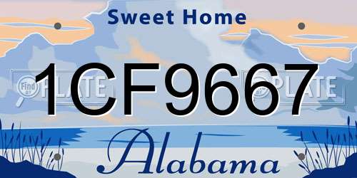 1CF9667 Alabama License Plate
