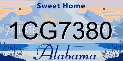 1CG7380 Alabama License Plate