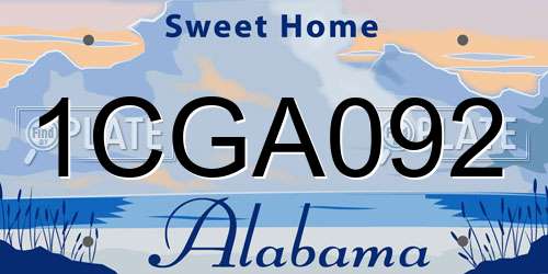 1CGA092 Alabama License Plate