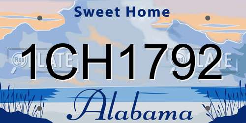 1CH1792 Alabama License Plate