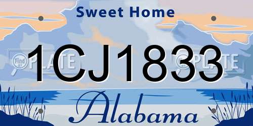 1CJ1833 Alabama License Plate