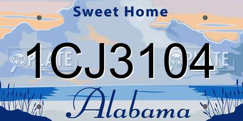 1CJ3104 Alabama License Plate