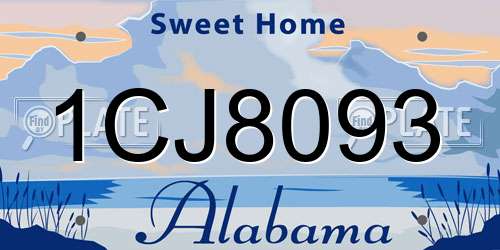 1CJ8093 Alabama License Plate