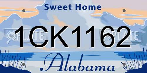 1CK1162 Alabama License Plate