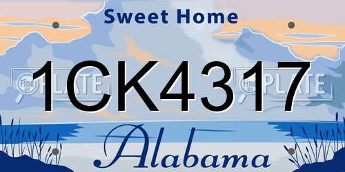 1CK4317 Alabama License Plate