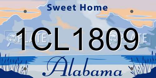 1CL1809 Alabama License Plate