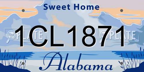 1CL1871 Alabama License Plate