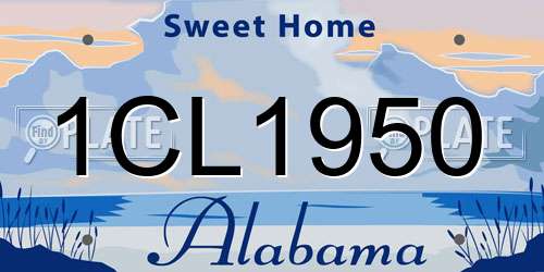1CL1950 Alabama License Plate