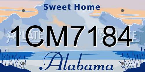 1CM7184 Alabama License Plate