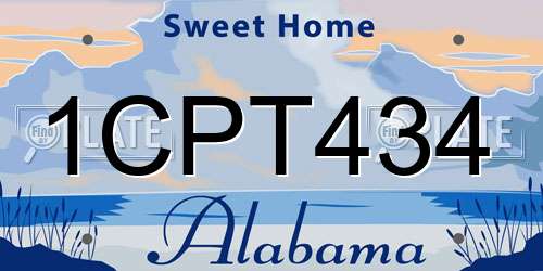 1CPT434 Alabama License Plate
