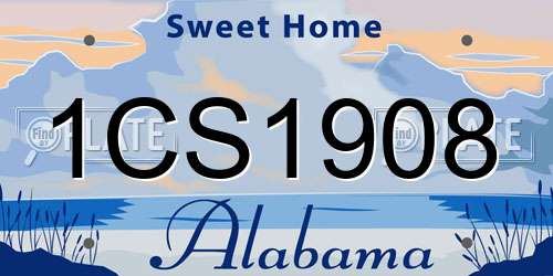 1CS1908 Alabama License Plate