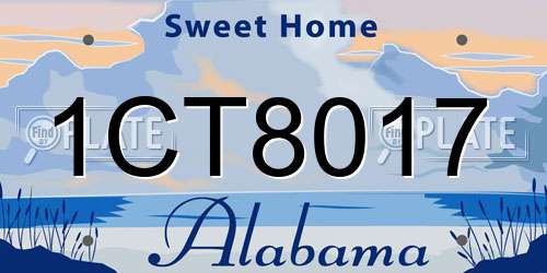 1CT8017 Alabama License Plate