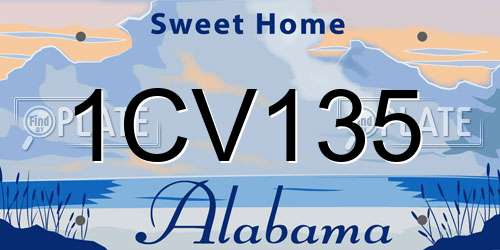 1CV135 Alabama License Plate