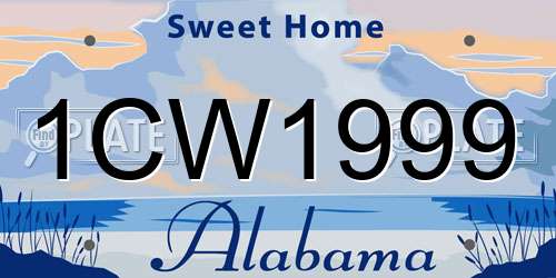 1CW1999 Alabama License Plate