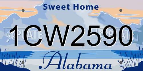 1CW2590 Alabama License Plate