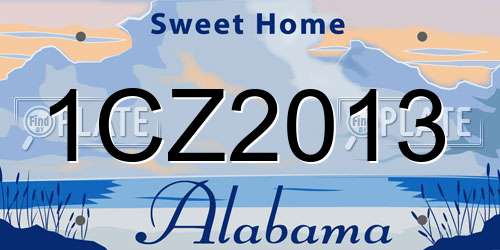 1CZ2013 Alabama License Plate