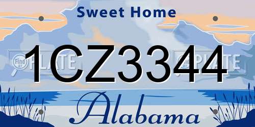 1CZ3344 Alabama License Plate