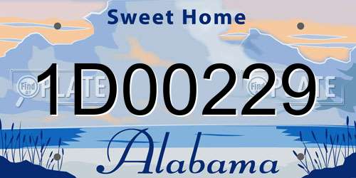 1D00229 Alabama License Plate