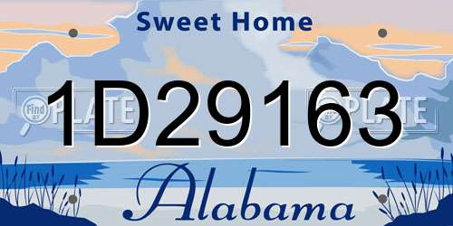1D29163 Alabama License Plate
