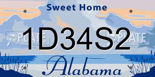 1D34S2 Alabama License Plate