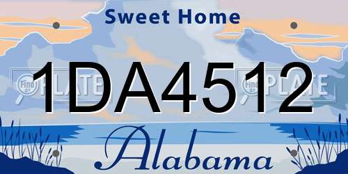 1DA4512 Alabama License Plate