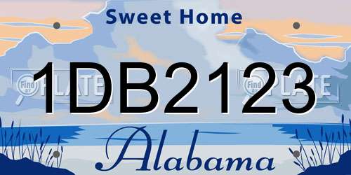 1DB2123 Alabama License Plate