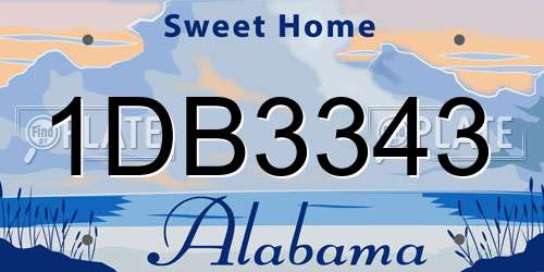 1DB3343 Alabama License Plate