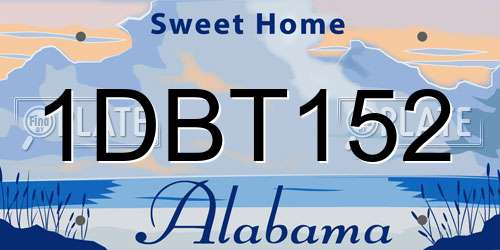 1DBT152 Alabama License Plate