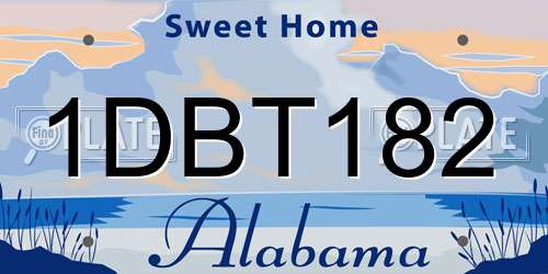 1DBT182 Alabama License Plate