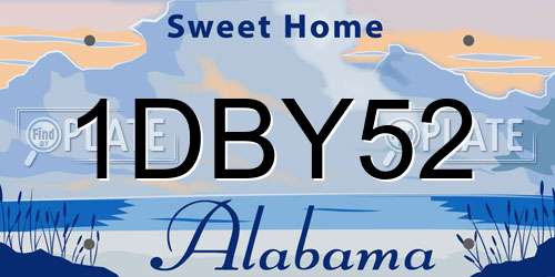 1DBY52 Alabama License Plate