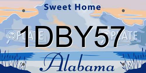1DBY57 Alabama License Plate