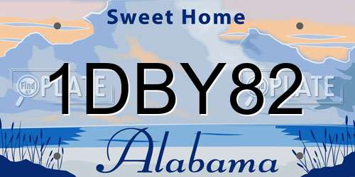 1DBY82 Alabama License Plate
