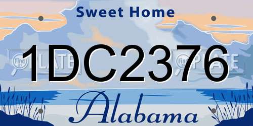 1DC2376 Alabama License Plate