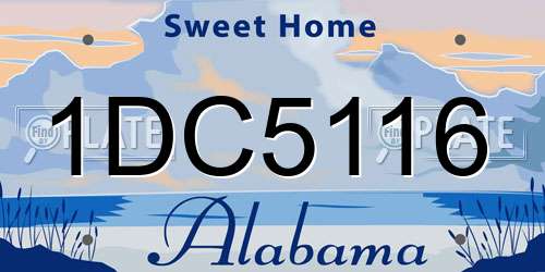 1DC5116 Alabama License Plate