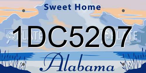 1DC5207 Alabama License Plate