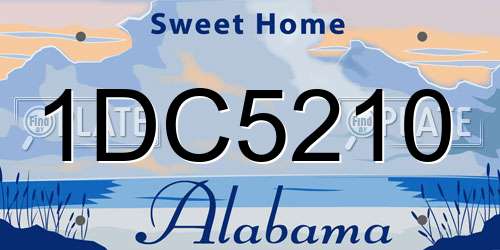 1DC5210 Alabama License Plate