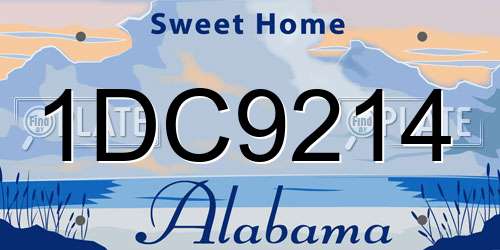 1DC9214 Alabama License Plate