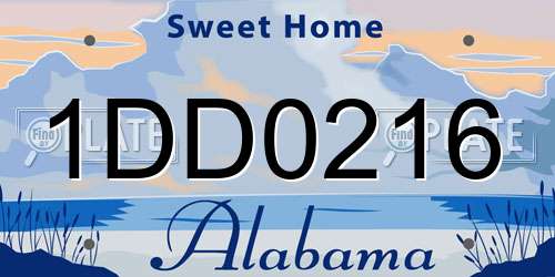 1DD0216 Alabama License Plate