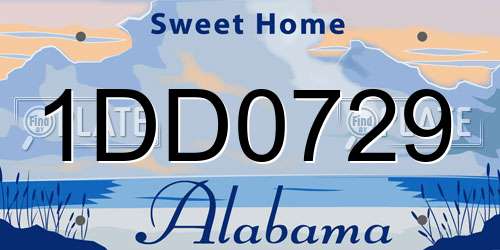 1DD0729 Alabama License Plate